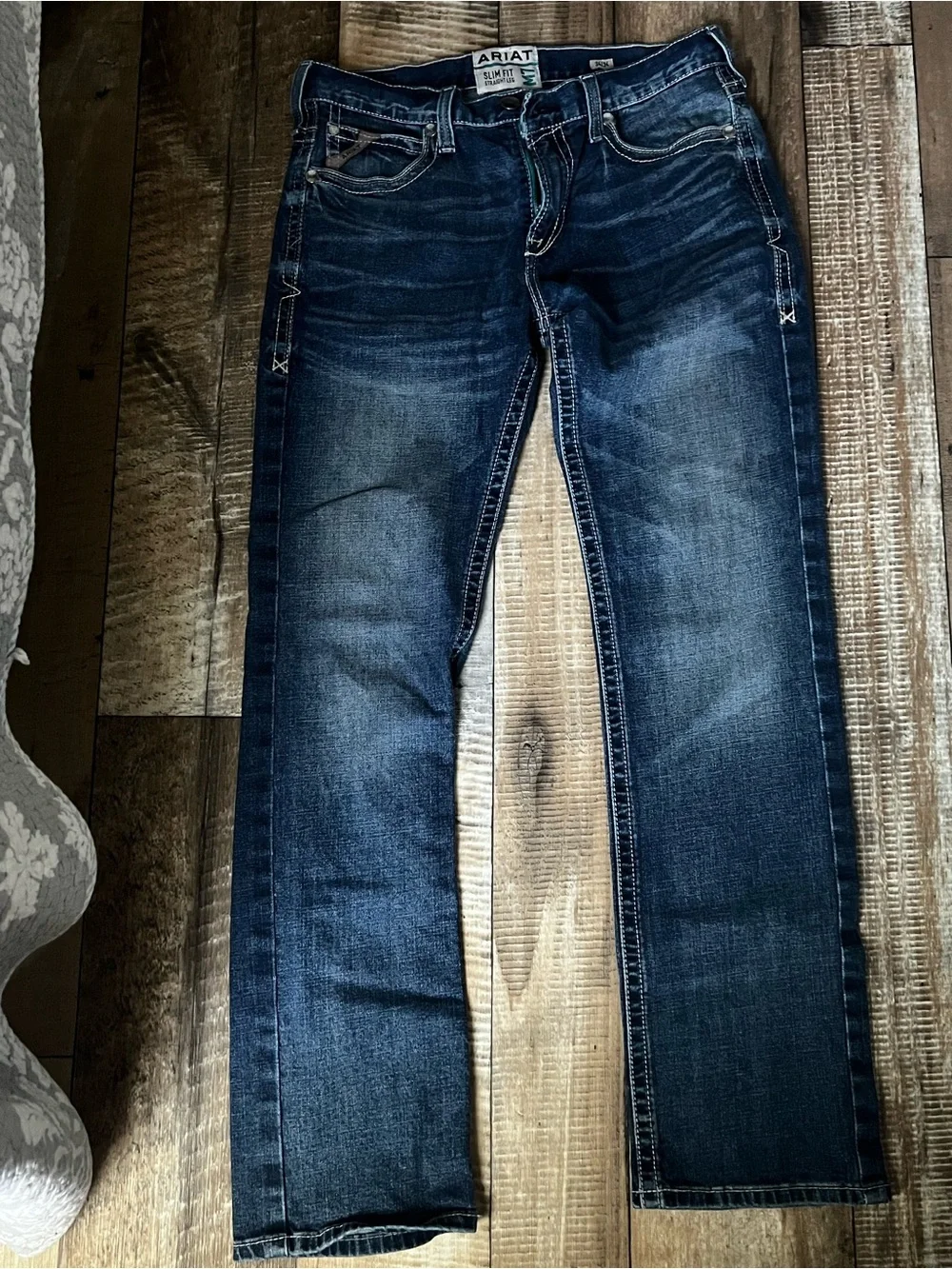 Ariat Men's Straight Relaxed Fit Dark Blue Denim Jeans